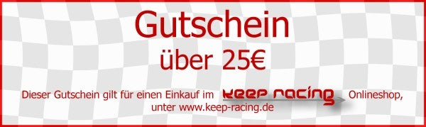 Bon d'achat keep-racing d'une valeur de 25 euros