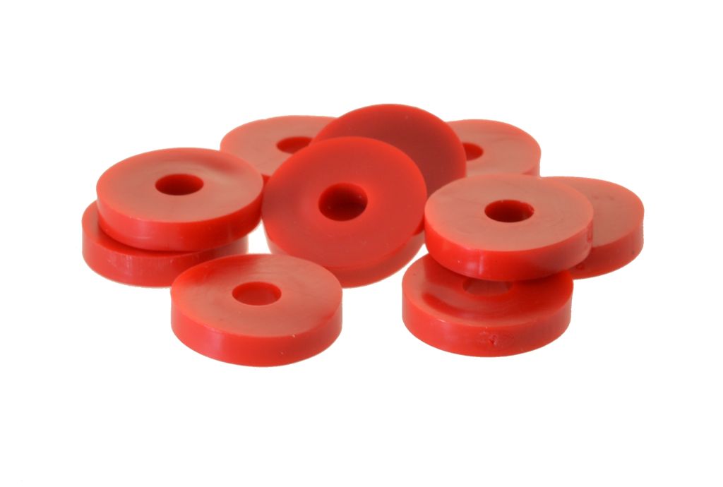 50 x Unterlegscheibe Gummi 20 x 6 x 4mm, rot