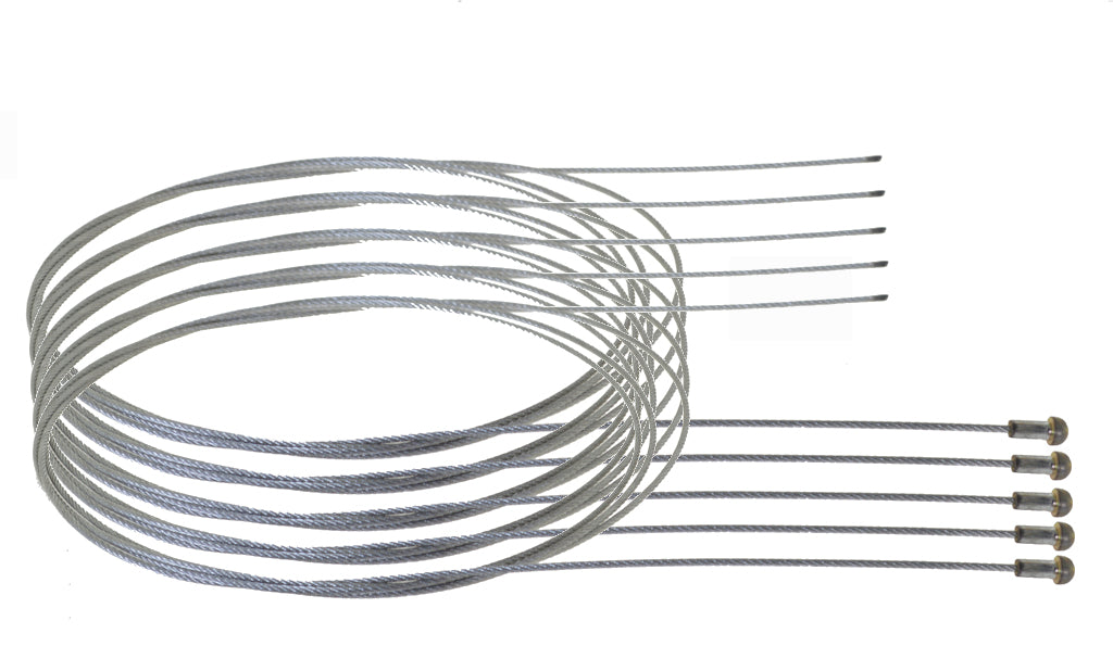 5 x Gasseil, Bremsseil, Kupplungsseil, 1,5 x 1800mm, mit Birnennippel, Schwedenseil