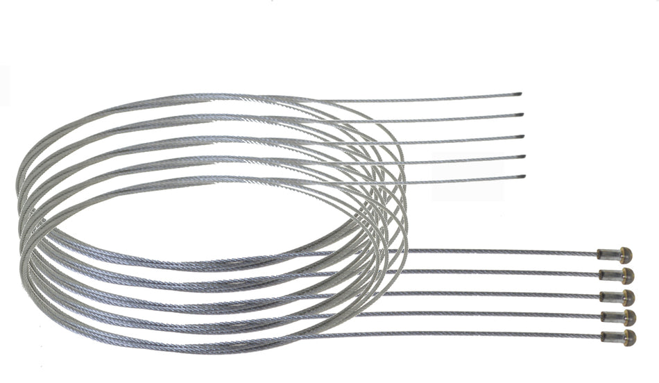 5 x Gasseil, Bremsseil, Kupplungsseil, 1,5 x 1800mm, mit Birnennippel, Schwedenseil