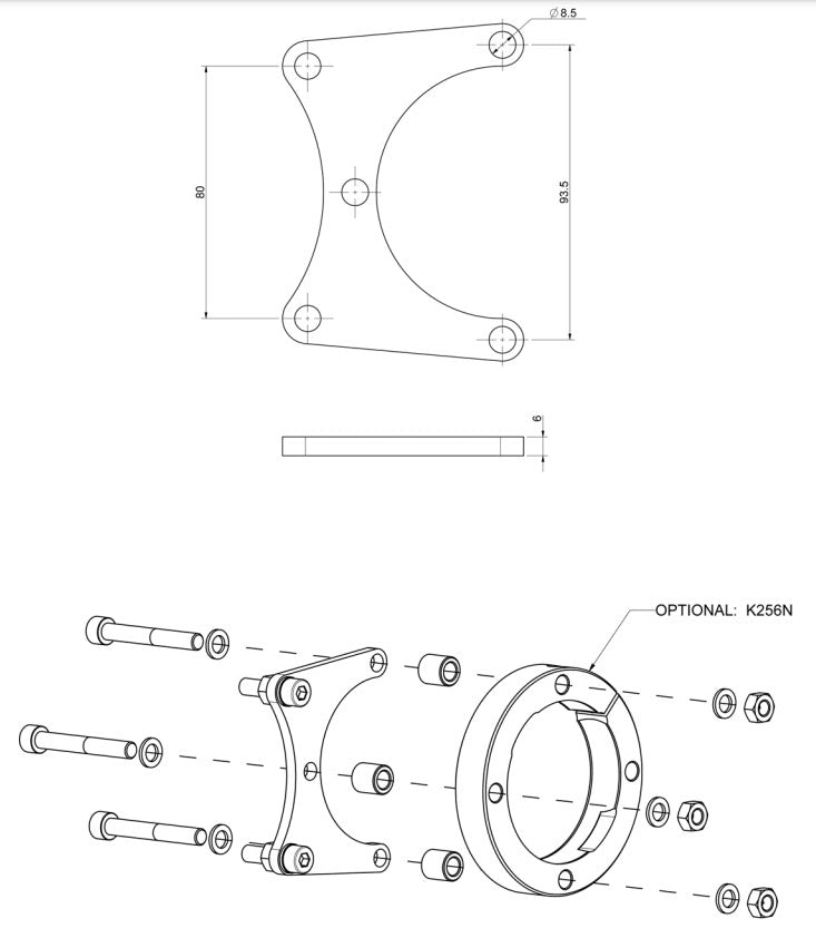 Anschraubplatte Bremssattel MA20 hinten, verchromt, 93.5mm