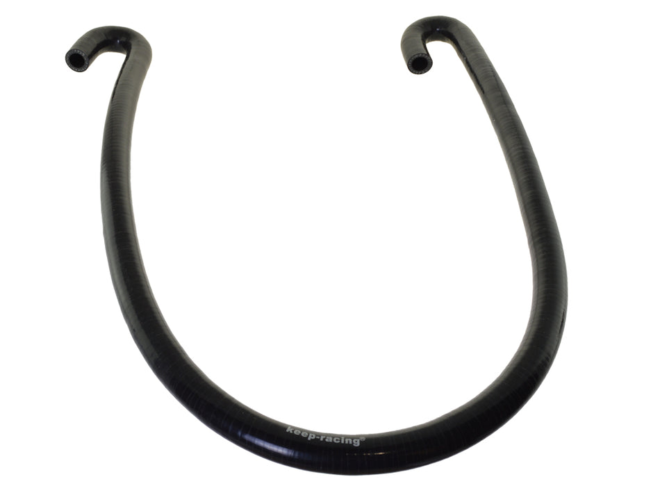 Kühlwasserschlauch Silikon/Polyester, Gewebeschlauch, schwarz, mit 2 x 180° Bögen, 1200mm lang, keep-racing®