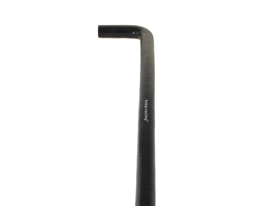 Kühlwasserschlauch Silikon/Polyester, Gewebeschlauch, schwarz, mit 1 x 90° Bogen, 600mm lang, keep-racing®