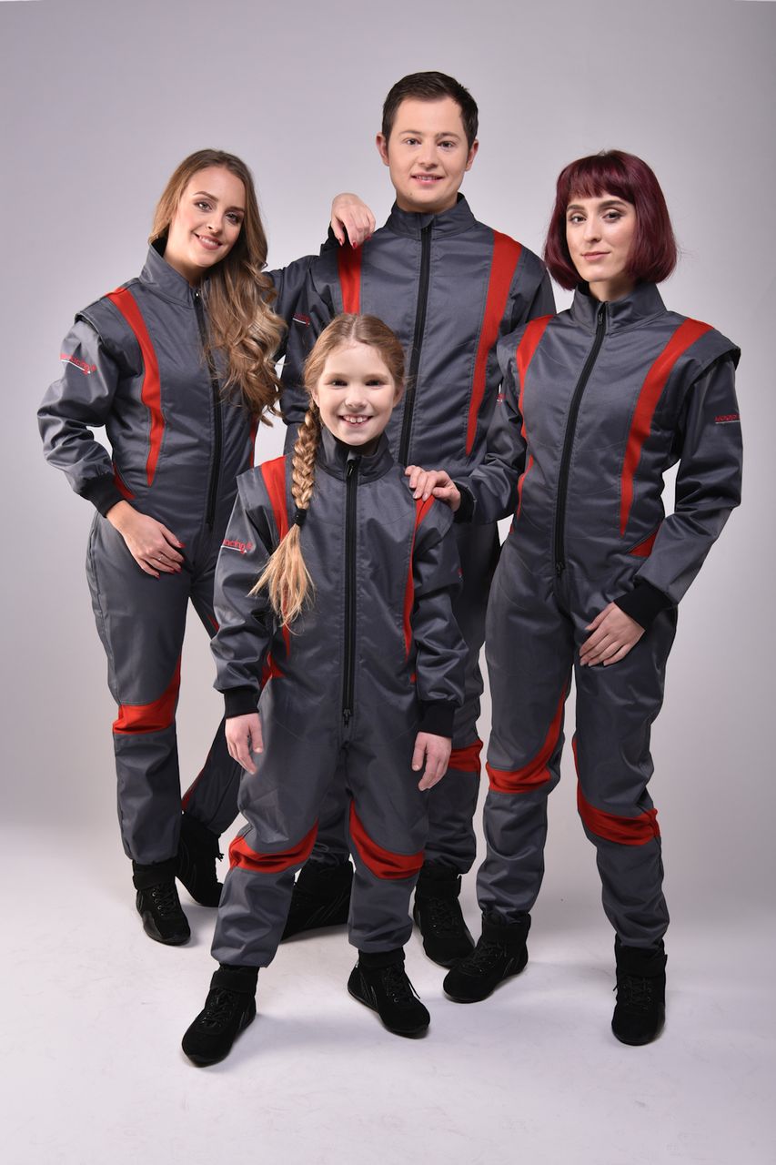 Kart- & Motorsportoverall, Modell CRUISER FLEX, anthrazit/rot, keep-racing®