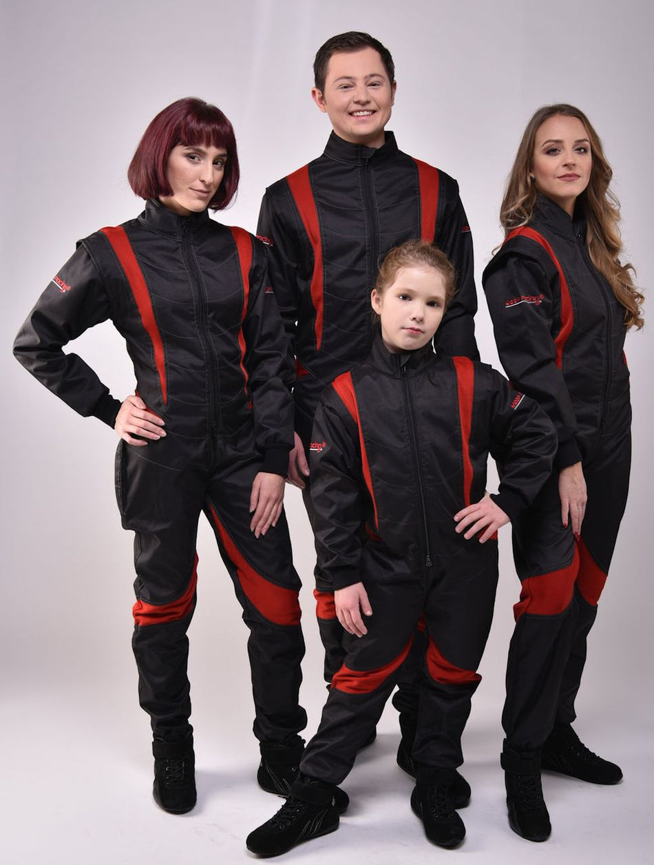Kart- & Motorsportoverall, Modell CRUISER FLEX, schwarz/rot, keep-racing®
