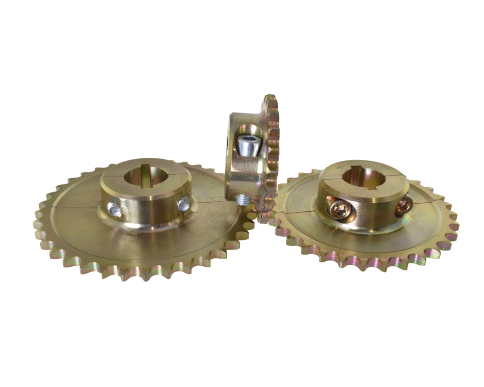 3er Set Kettenrad 428, 32+35+37 Zähne, für 30mm Achse, 6 & 8mm Keilnut