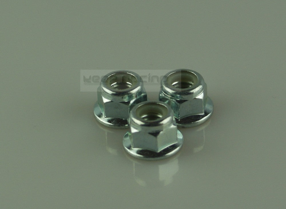 3 x Flanschmutter, Radmutter mit Ring, Nyloc, selbstsichernd, M8, SW 13 für Kartfelge, Radstern