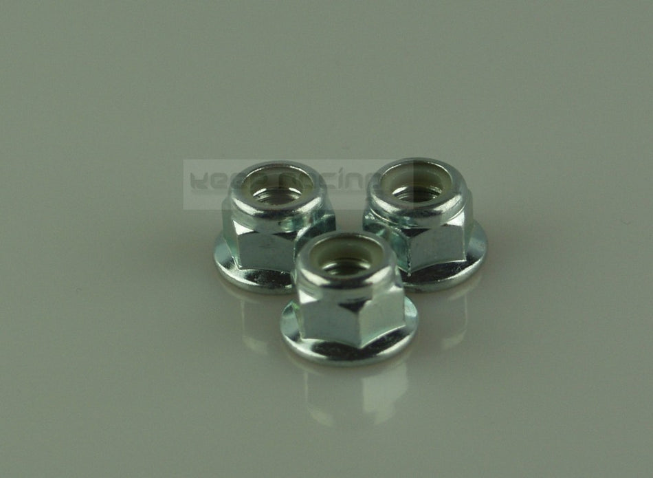 3 x Flanschmutter, Radmutter mit Ring, Nyloc, selbstsichernd, M8, SW 13 für Kartfelge, Radstern
