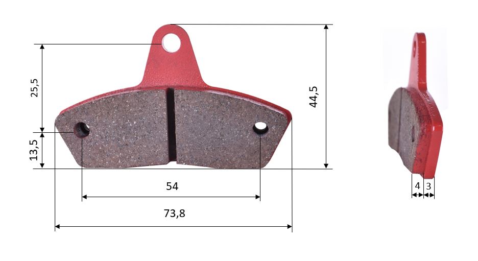 Satz Bremsbeläge (2 Stück), für Haase/Intrepid/Birel/Parolin/SKM, vorne (492)