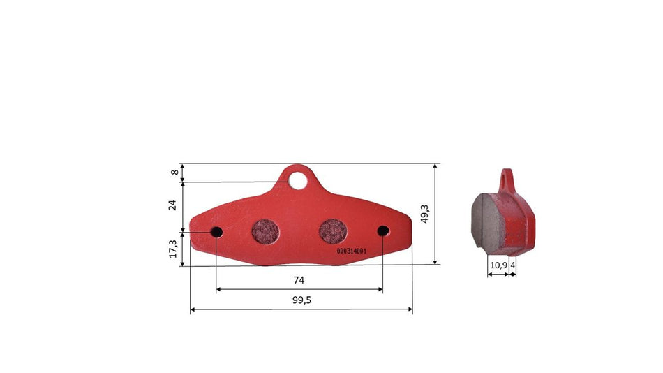 Satz Bremsbeläge (2 Stück), für EA Comp./Birel/First Kart, hinten (510)