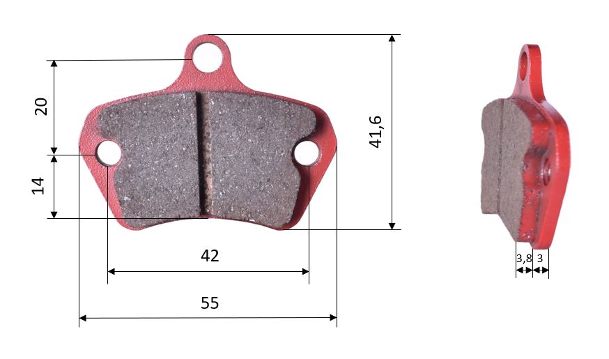 Satz Bremsbeläge (2 Stück), für Top Kart, vorne, (550)