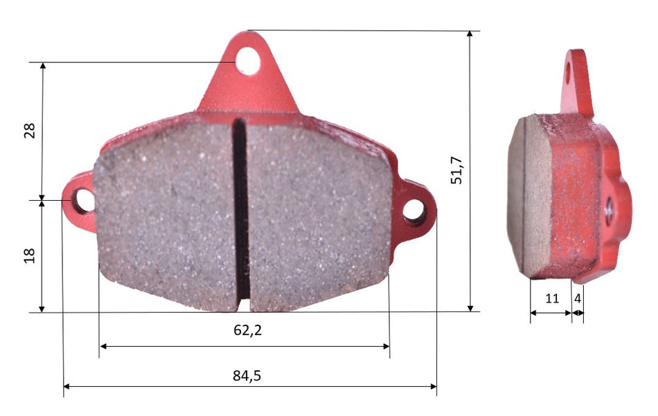 Satz Bremsbeläge (2 Stück), für RR, vorne