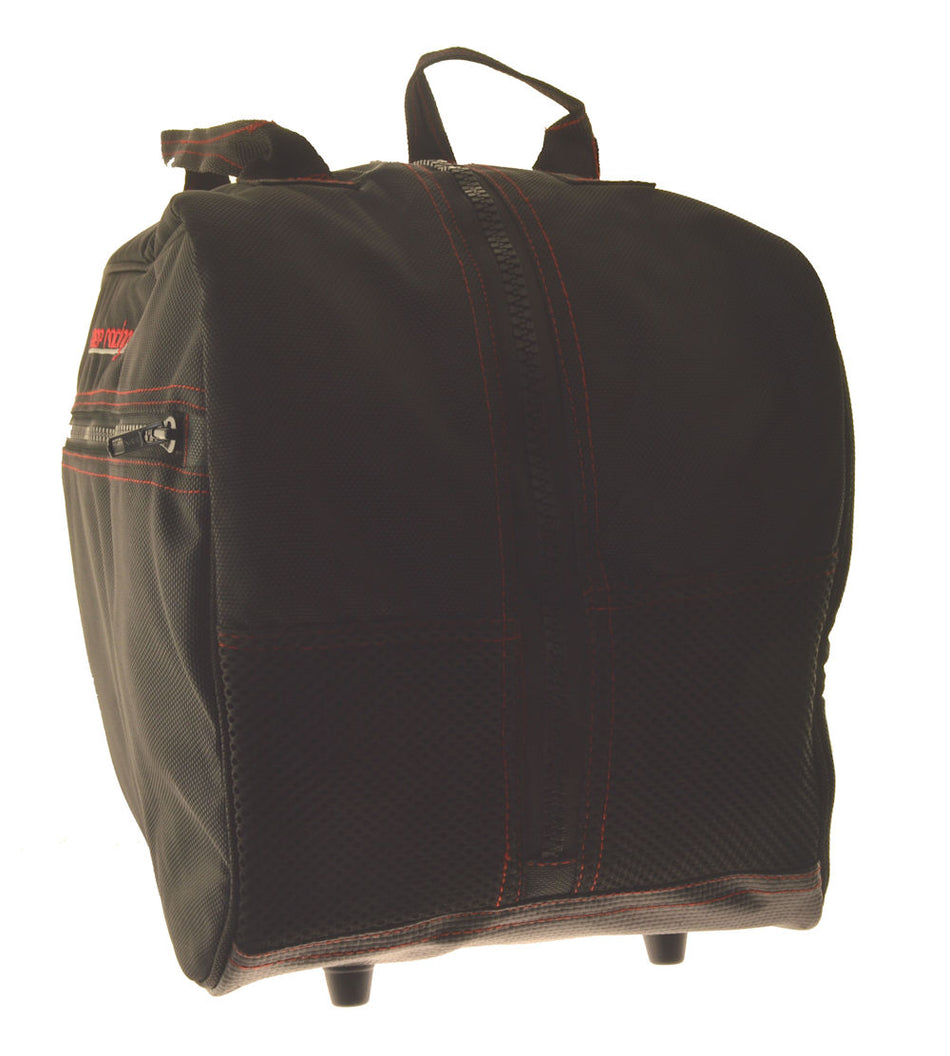 Helmtasche schwarz, rote Nähte, Zusatztasche, mit weichem Innenfutter