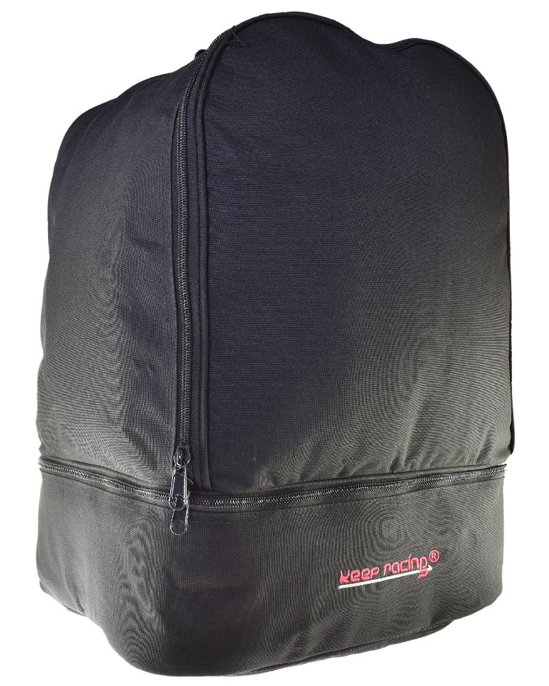 keep-racing® Helmtasche, Helmrucksack, Innenpolsterung, Tragegriff & Trageriemen, Reißverschluss, schwarz