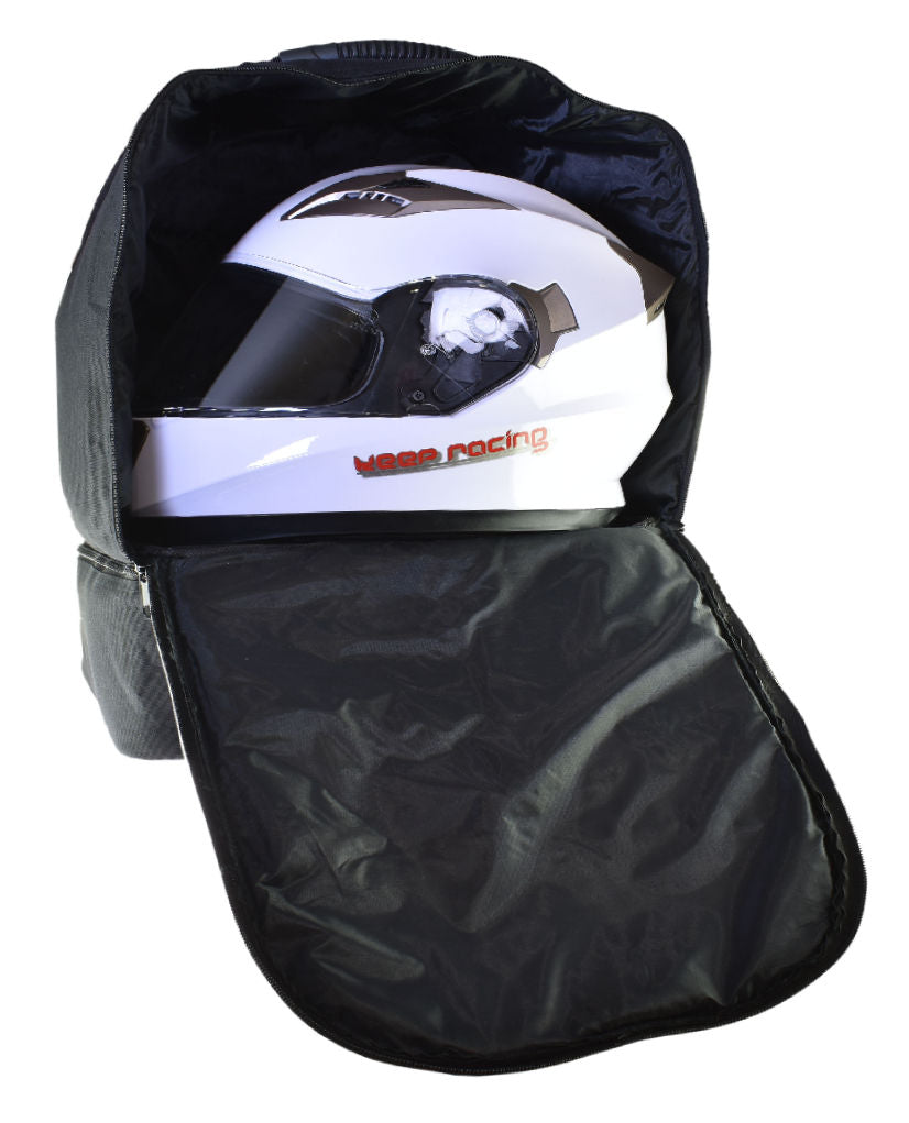 keep-racing® Helmtasche, Helmrucksack, Innenpolsterung, Tragegriff & Trageriemen, Reißverschluss, schwarz