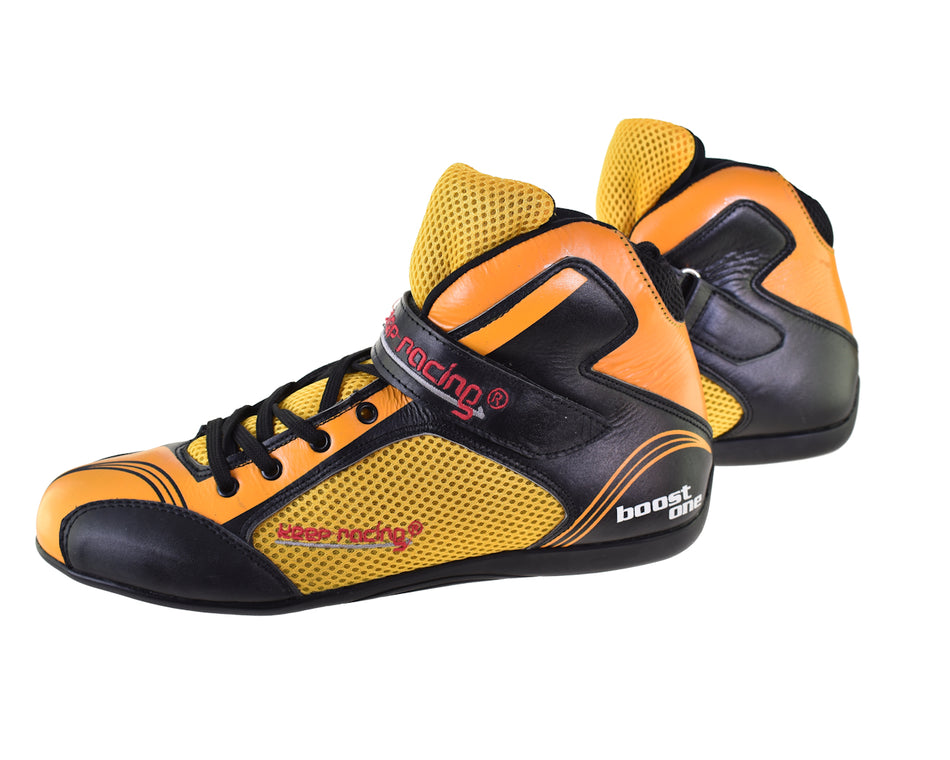 Sportschuh keep-racing®, BOOST ONE, schwarz / gelb, Leder, Größe 34 - 49
