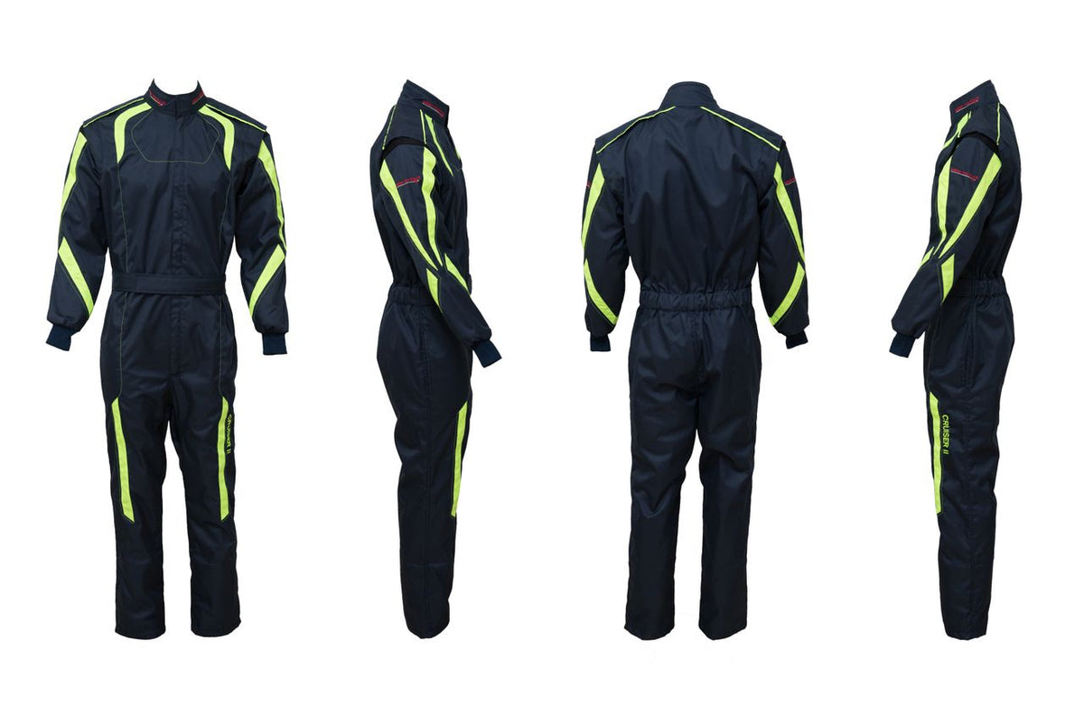 Kart- & Motorsportoverall, Modell CRUISER II, navy blue/lime, keep-racing®