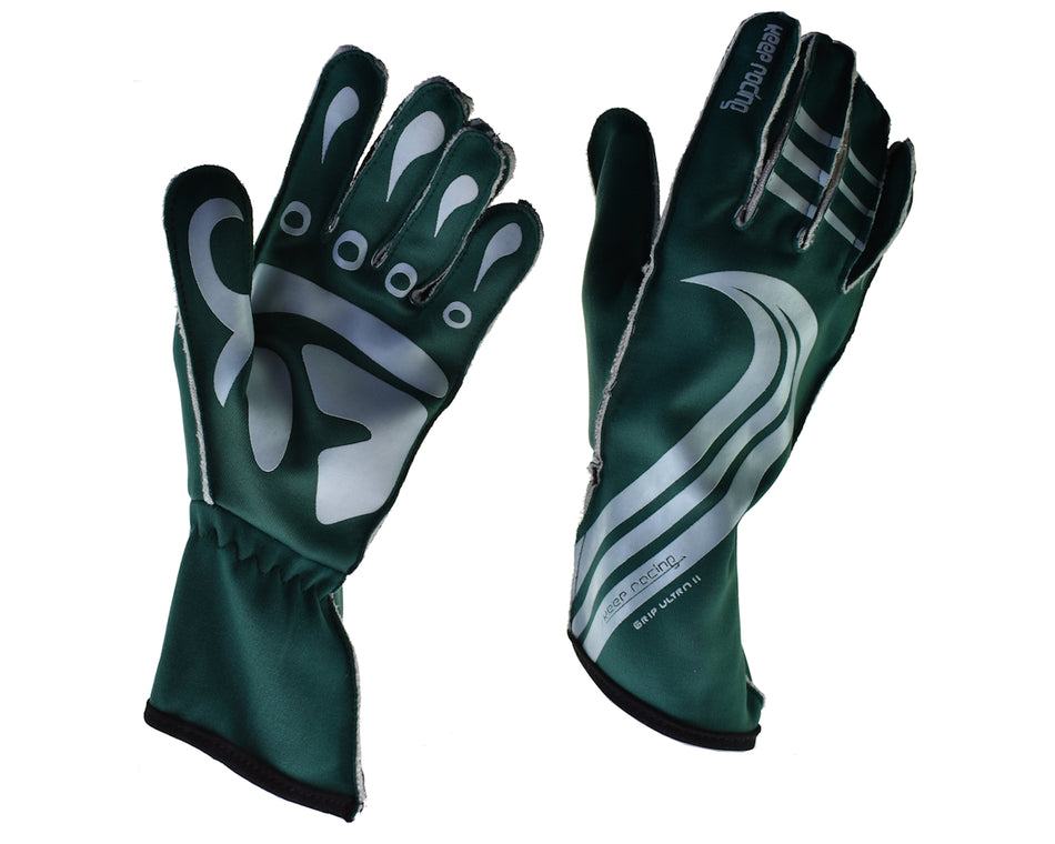 GRIP ULTRA II Motorsport Handschuhe, keep-racing®, grün/weiß, Größe 4XS - 3XL