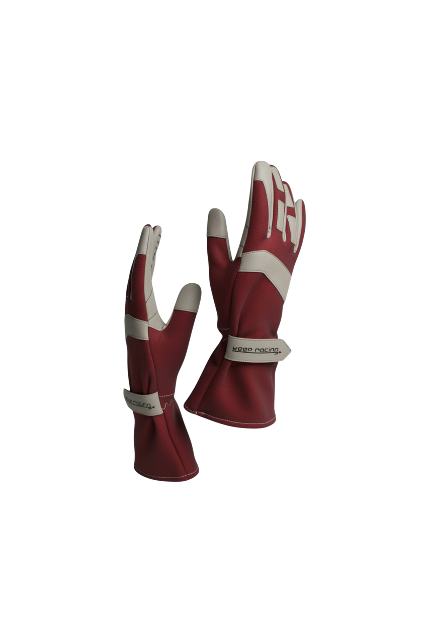 GRIP III Motorsport Handschuhe, Kart Handschuhe, keep-racing®, rot/grau/schwarz