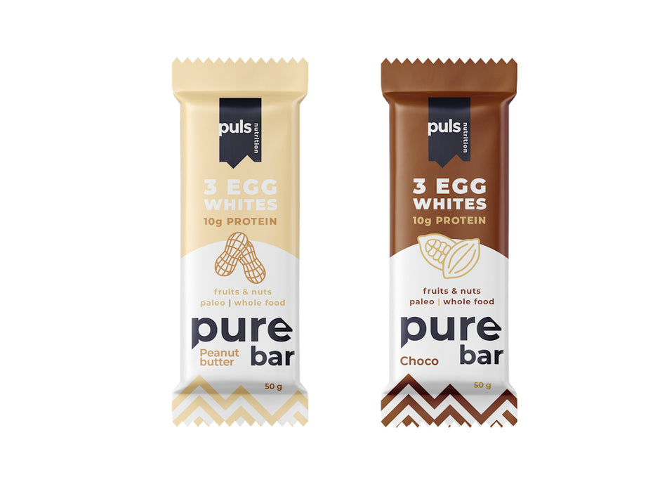 PULS PURE Protein Bar, Flavor: Chocolate or Peanut Butter, 50g