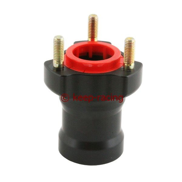 Front wheel hub, aluminum, 25 mm thread, length 75 mm, anodized