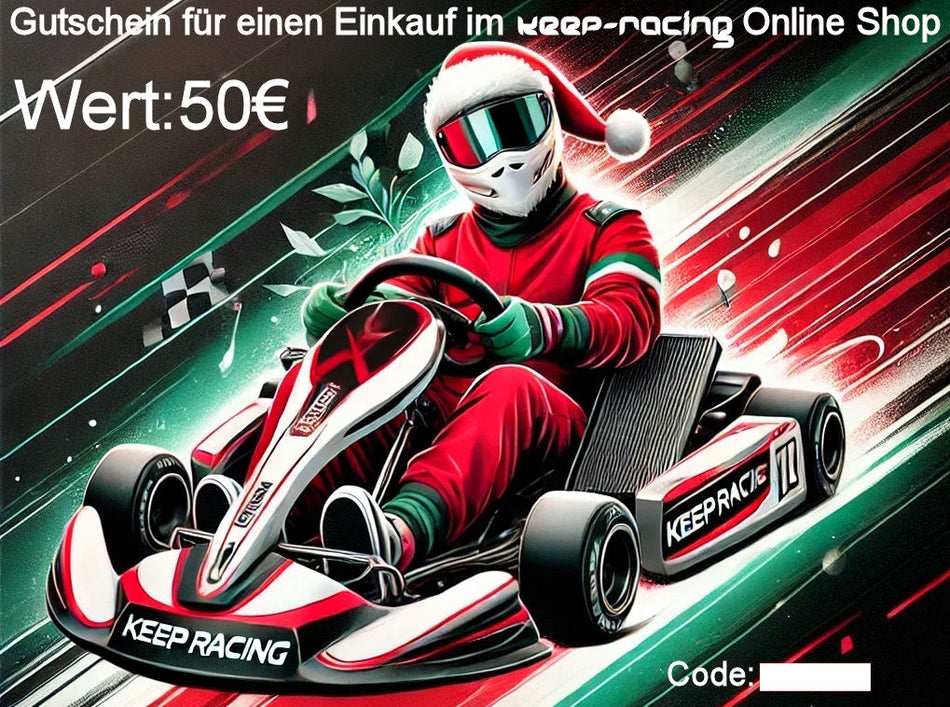 Bon cadeau de Noël keep-racing, d'une valeur de 50 euros