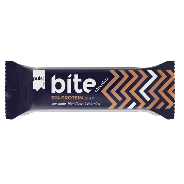 PULS BITE Bar, low sugar, flavors: chocolate, cheesecake, or peanut butter, 35g