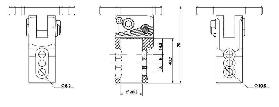 Aluminium Lenkradaufnahme, Lenkradnabe einstellbar, kurz, eloxiert