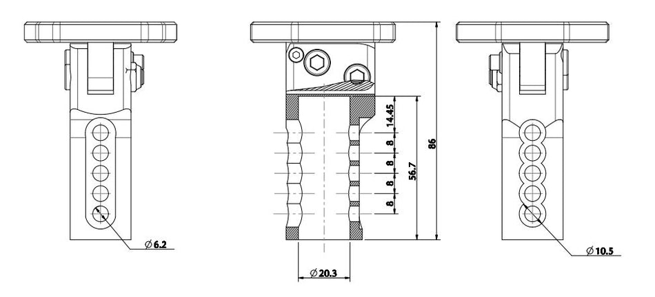 Aluminium Lenkradaufnahme, Lenkradnabe einstellbar, lang, eloxiert