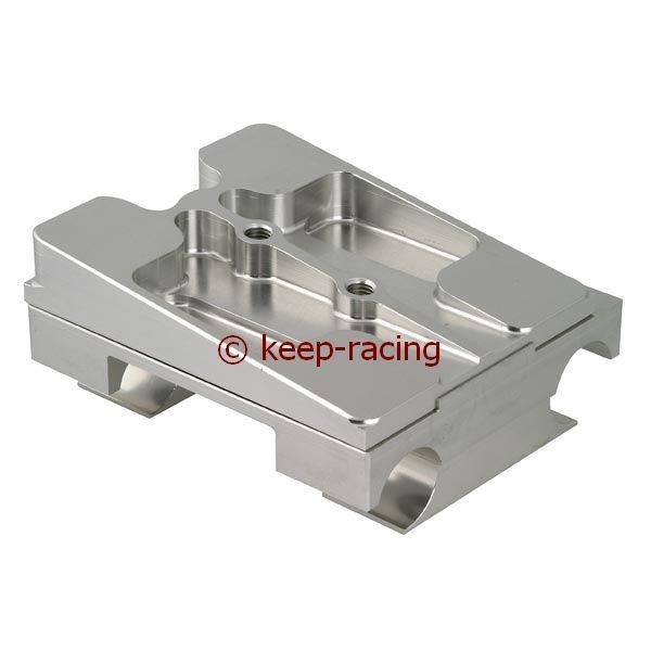 Aluminium Motorbock, komplett für 28mm Rahmen, 92mm Abstand, silber eloxiert