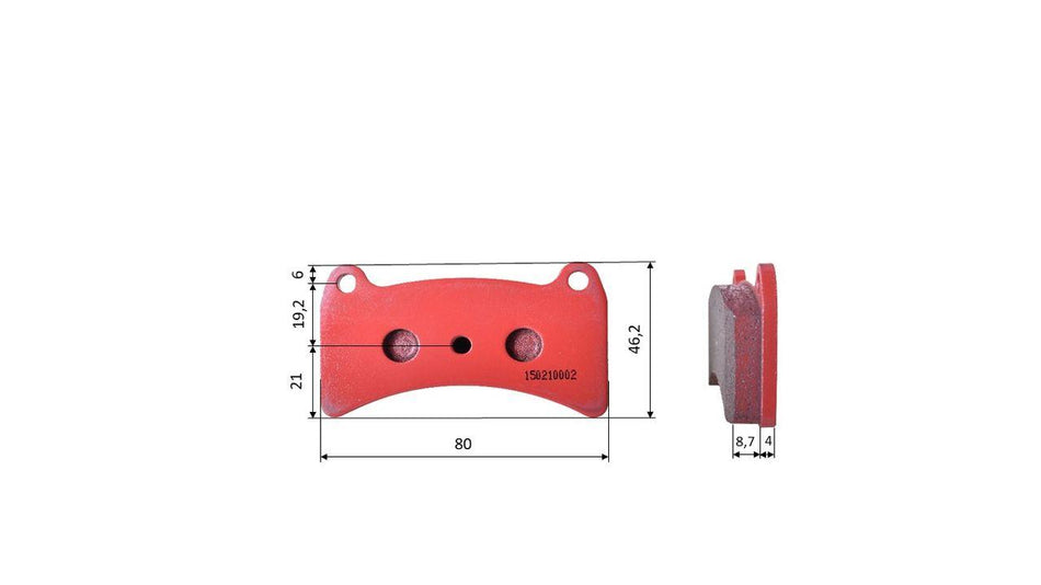 Set of brake pads (2 pieces), for Intrepid EVO-8 / PRAGA / OK1, rear