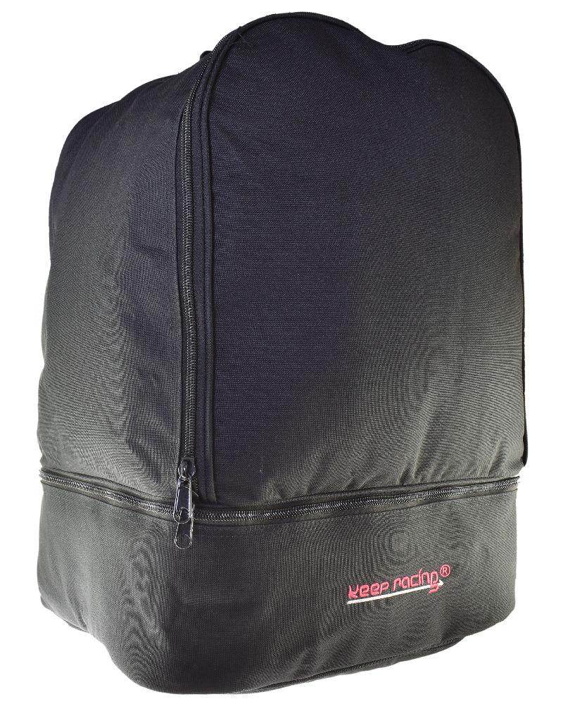 keep-racing® Helmtasche, Helmrucksack, Innenpolsterung, Tragegriff & Trageriemen, Reißverschluss, schwarz