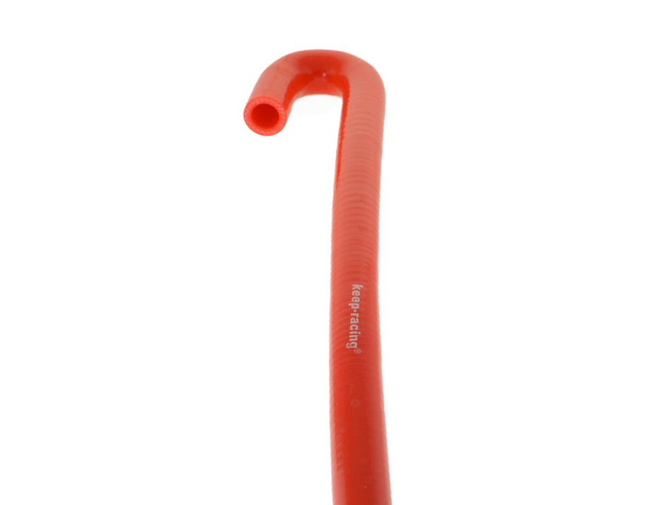 Kühlwasserschlauch Silikon/Polyester, Gewebeschlauch, rot, mit 1 x 180° Bogen, 600mm lang, keep-racing®