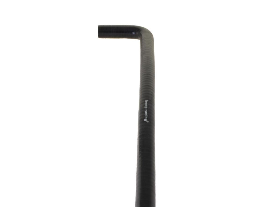 Kühlwasserschlauch Silikon/Polyester, Gewebeschlauch, schwarz, mit 1 x 90° Bogen, 600mm lang, keep-racing®