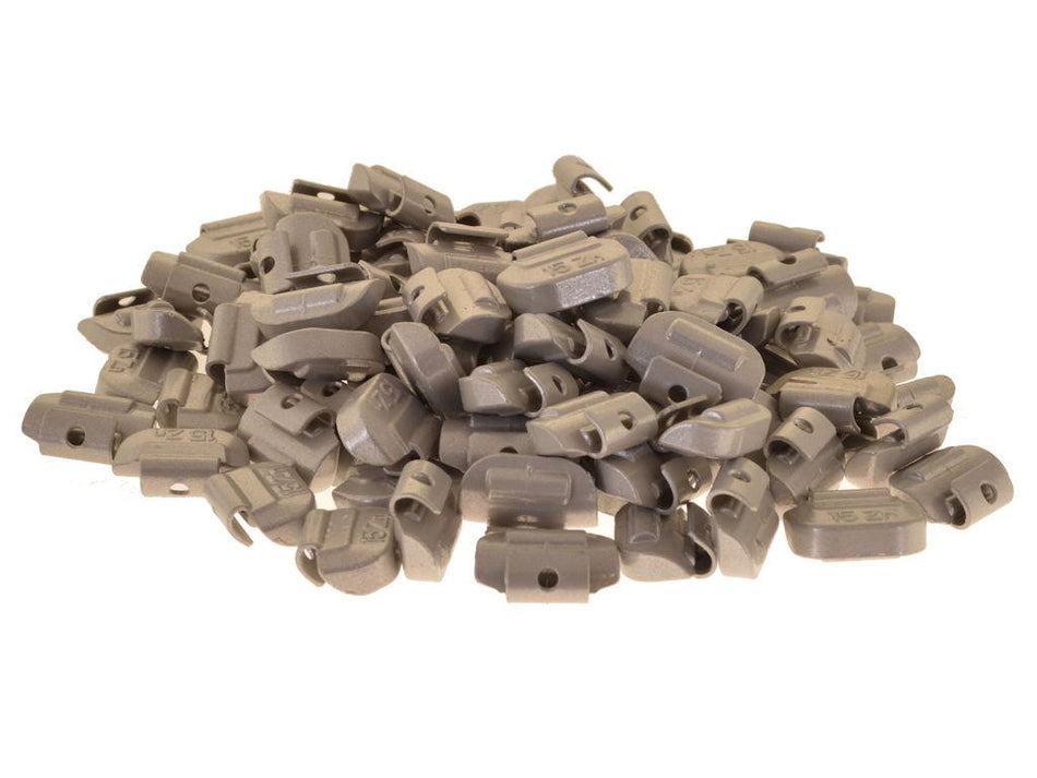 100 x 15g wheel weights for steel rims, zinc (ZN)