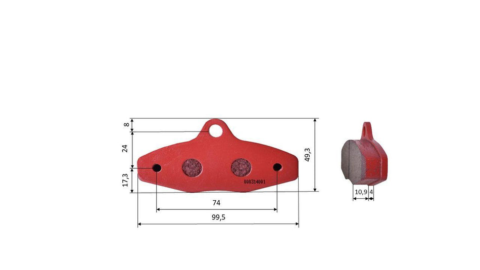 Jeu de plaquettes de frein (2 pièces), pour EA Comp./Birel/First Kart, arrière (510)
