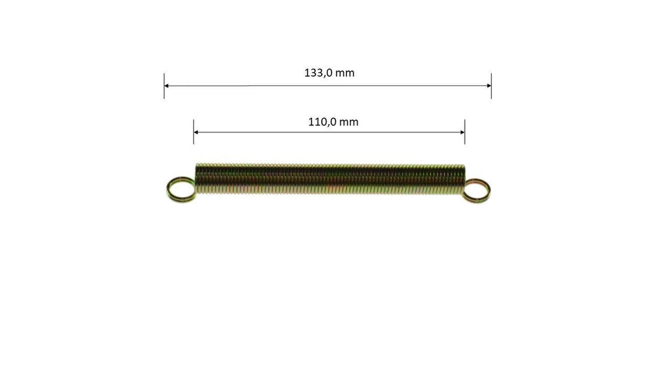 Ressort d'échappement, ressort pour coque d'échappement, 133 mm, anodisé doré