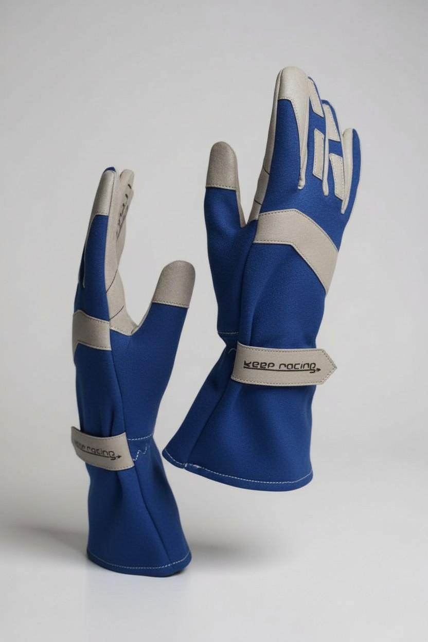 GRIP III Motorsport Handschuhe, Kart Handschuhe, keep-racing®, blau/grau/schwarz