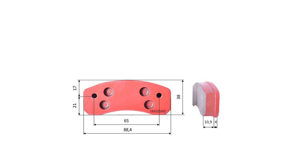 Set of brake pads (2 pieces), for MS Kart, rear (449)