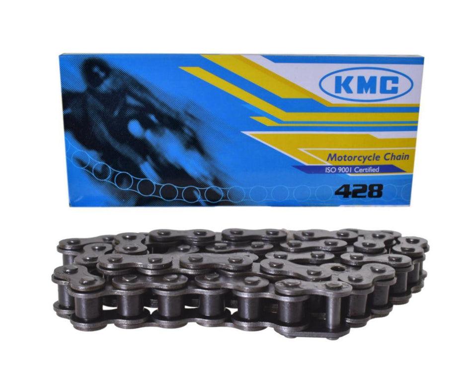 Chaîne KMC 428 noire, ISO 9001, avec antivol, 52 à 80 maillons