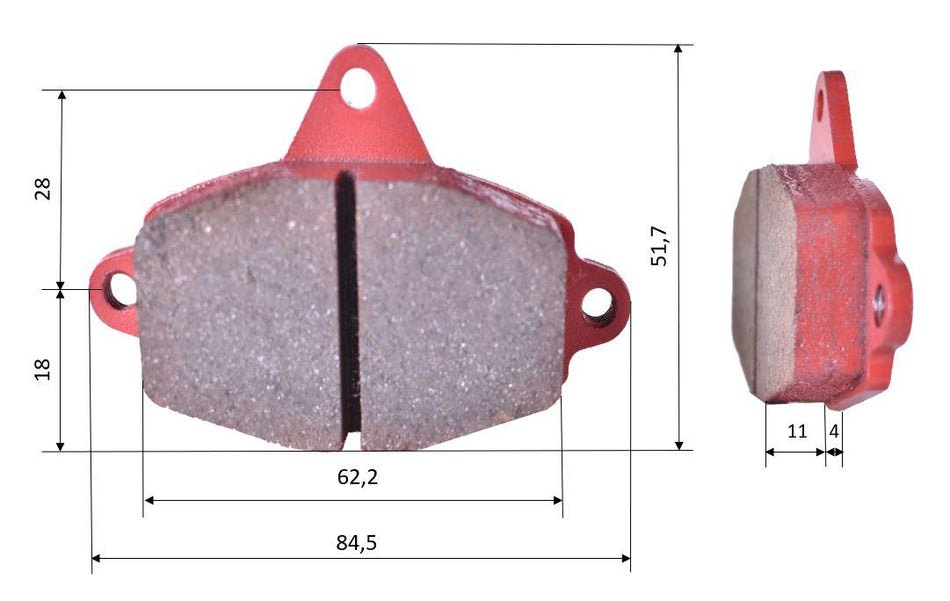 Satz Bremsbeläge (2 Stück), für RR, vorne