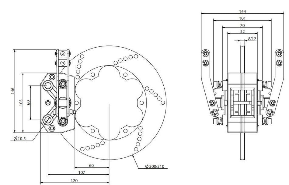 Mechanischer Bremssattel hinten, eloxiert