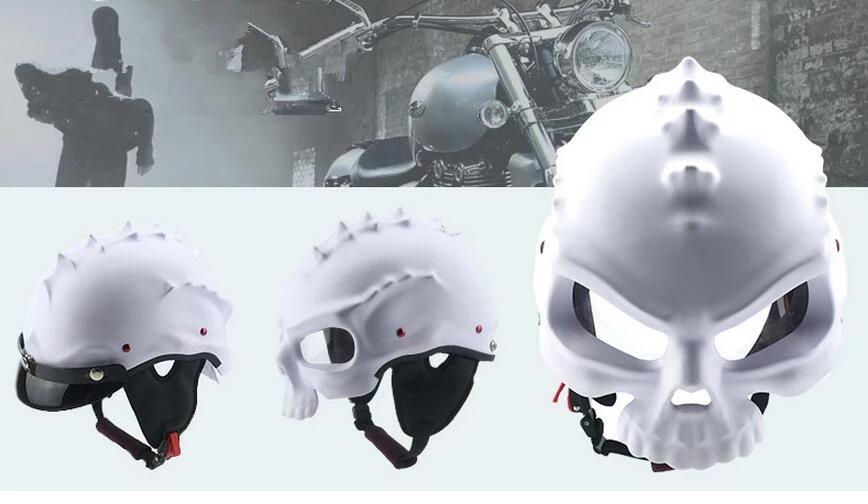 Monster Helm, Motorradhelm, Jethelm,weiß