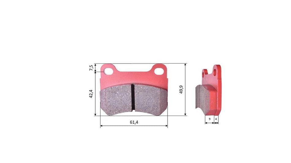 Satz Bremsbeläge (2 Stück), für Wildkart/Energy/Parolin/First/K4A/PCR, hinten (424)