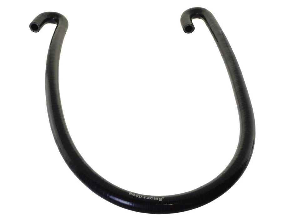 Kühlwasserschlauch Silikon/Polyester, Gewebeschlauch, schwarz, mit 2 x 180° Bögen, 1200mm lang, keep-racing®
