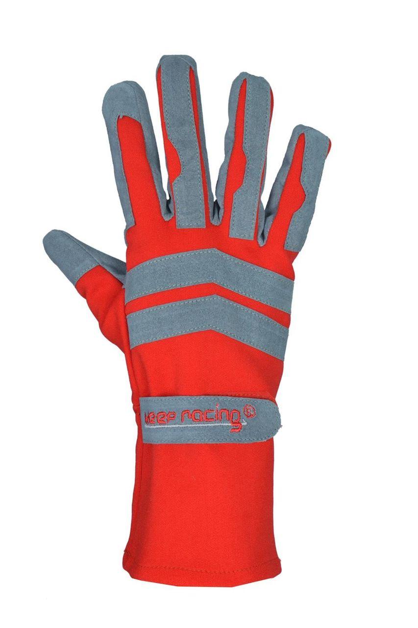Gants de sport automobile GRIP II, gants de karting, keep-racing®, rouge, tailles 4XS à 2XL