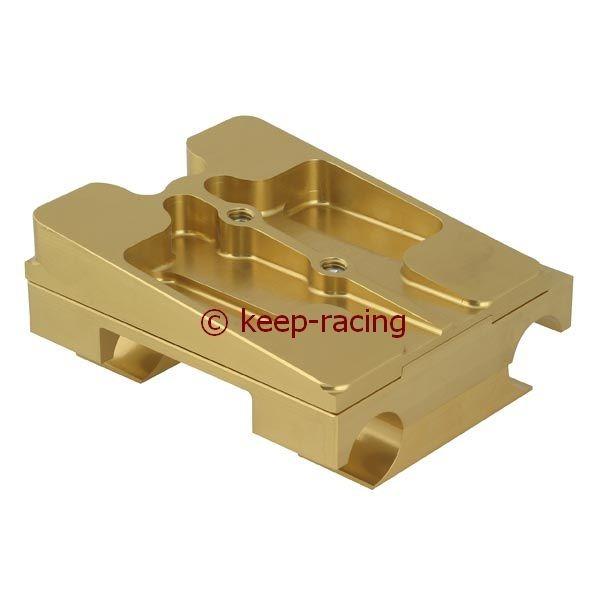 Aluminium Motorbock, komplett für 32mm Rahmen, 92mm Abstand, gold eloxiert