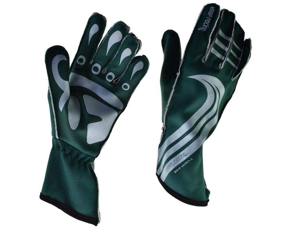 GRIP ULTRA II Motorsport Handschuhe, keep-racing®, grün/weiß, Größe 4XS-3XL