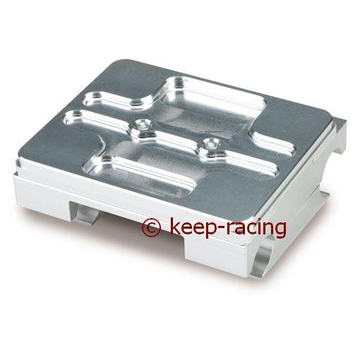 Motorbock, flach, 30/92mm, komplett mit Klammern, silber eloxiert