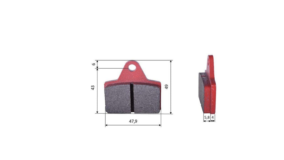Satz Bremsbeläge (2 Stück), für Lenzo Kart, hinten (482)